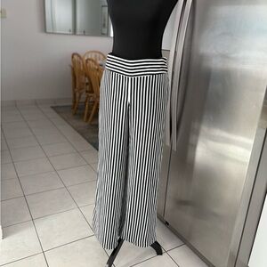 Cynthia Rowley Black and White Striped Wide Leg Pants